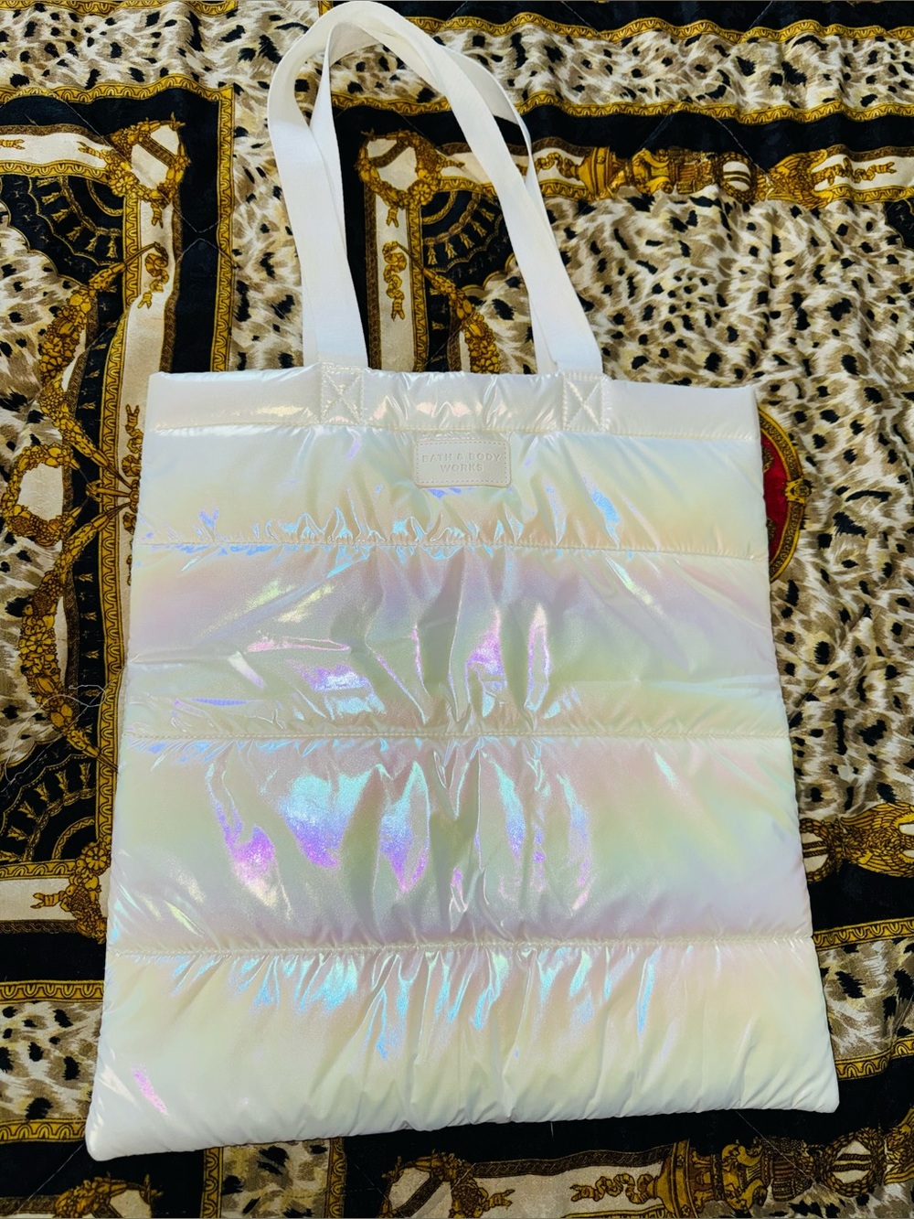 Bath & Body Works Iridescent puffer large  tote